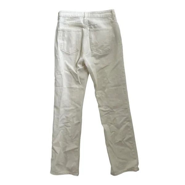 Mango Matilda Straight Leg Jeans Off White Cream High Waist Cotton Size 2 - Image 2