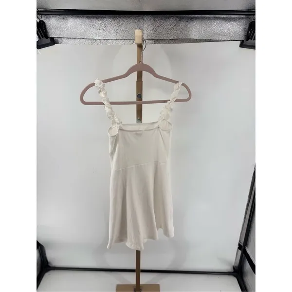 Aritzia Sunday Best White Ribbed Ruffle Strap Mini Dress Size XS - Image 9