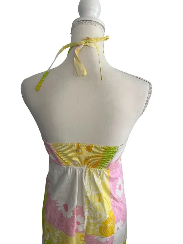 LILLY PULITZER Daphne Lace Patchwork Halter Dress Size 4 - Image 4