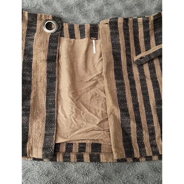 Free People Wrap Mini Skirt M Brown Stripe Asymmetrical Boho Cottage Festival - Image 12