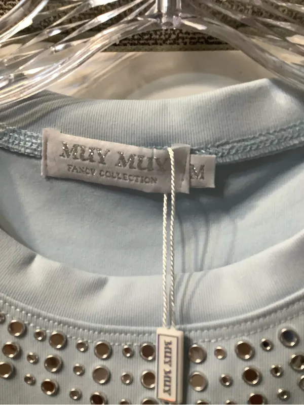 Muy Muy Fancy Light Ice Blue Embellished Sleeveless Tank Women’s Size M NWT - Image 2
