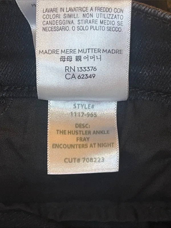 MOTHER Hustler Ankle Fray Crop‎ Flare High Rise Washed Black Jeans 29 - Image 11