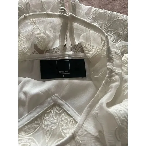 NWT Dolce Vita Kloey Silk Embroidery Dress Ivory Sz S. Formal Bridal cocktail - Image 12