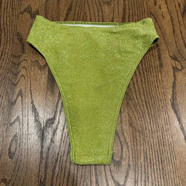 ASOS AsYou Green Shimmer High Cut Bikini Swim Suit Bottom Size 4 Small Glitter - Image 2