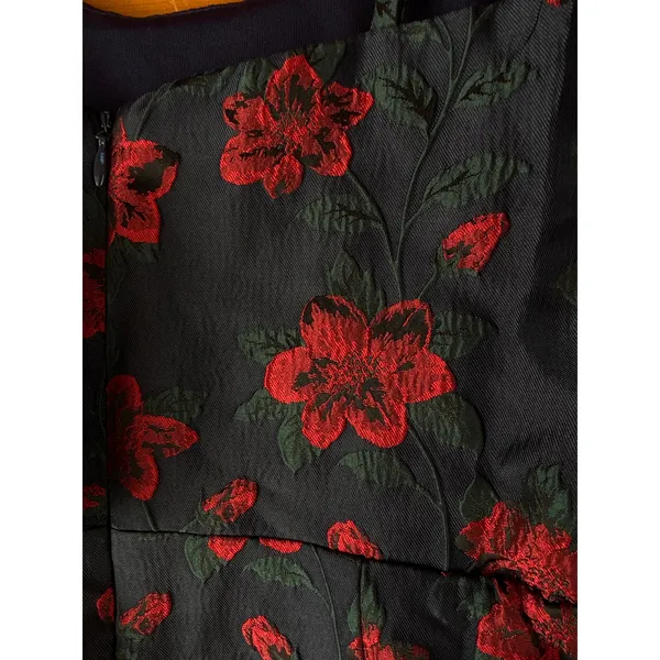 NWT Lulus Immaculate Chicness Navy Floral Brocade Midi Dress Cruise Resort Sz L - Image 8