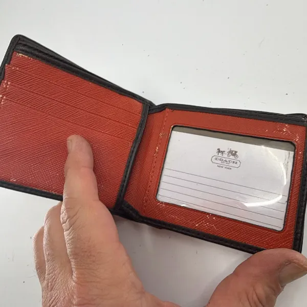 Coach Signature Stripe Brown Coated Canvas Wallet - Image 4