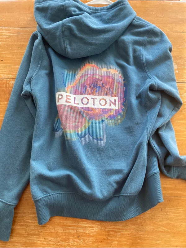 Peloton Digi Bloom Lightweight Teal Full Zip Hoodie Medium Woman’s - Image 2