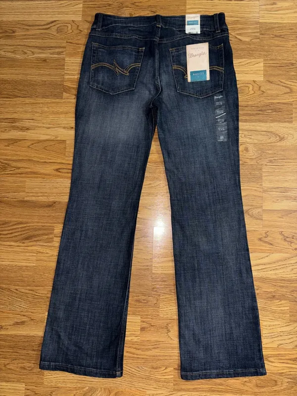 Wrangler Bootcut Jeans Juniors Size 11 Length 32 Dark Wash Pockets Stretch NWT - Image 8