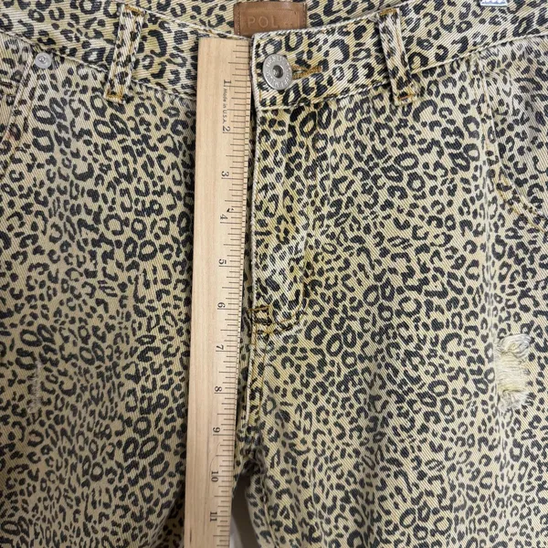 POL Jeans Womens 30 Medium Beige High Rise Crop Relaxed Leopard Distressed Denim - Image 7