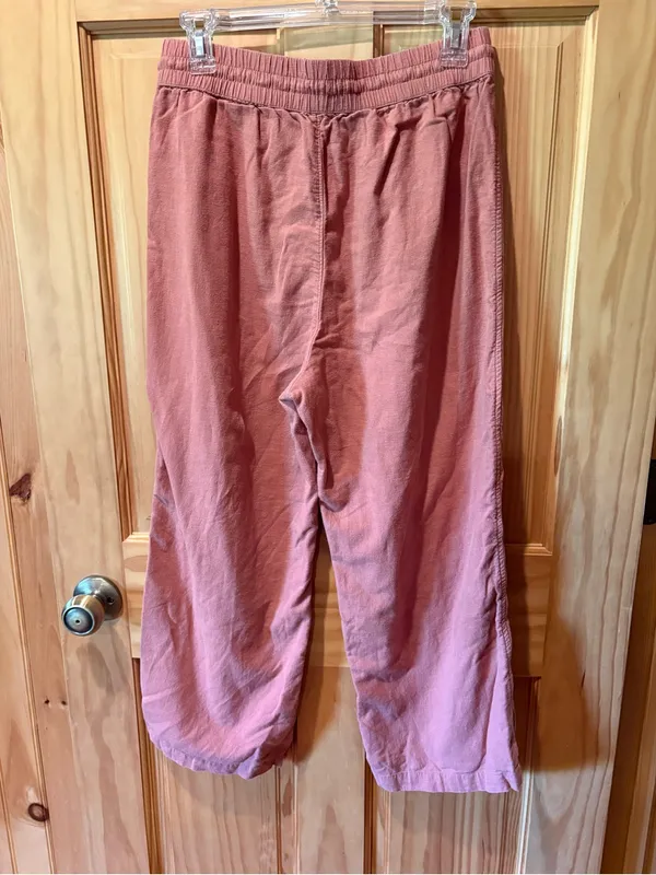 Abercrombie & Fitch Drawstring lined Pants linen blend in Dusty Pink - Image 2