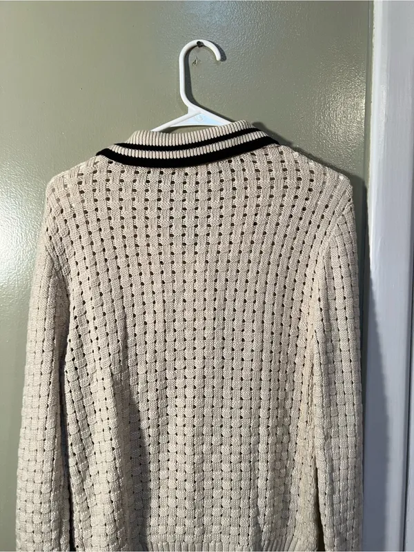 Heartloom Womens Sz Large Posey Cardi Cardigan Sweater Beige Black Marble Button - Image 11