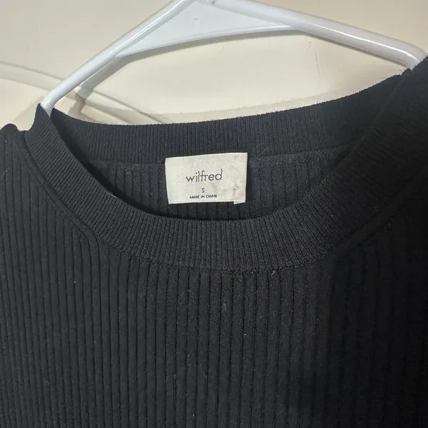 Aritzia Wilfred Townfolk Dress Crewneck Midi Sweater Dress Womens‎ Small Black - Image 3