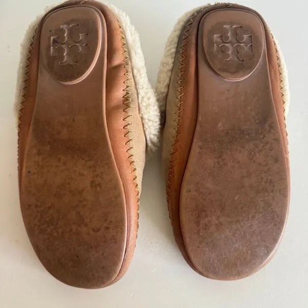 Tory Burch Coley Calf Leather Sherpa Lined Slippers Size 7 - Image 6