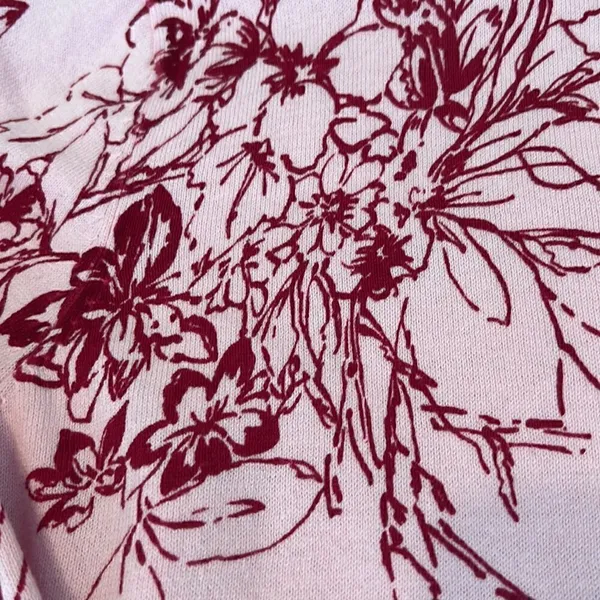 Basic edition size XL pink with red flowers button front cardigan GUC - Image 3