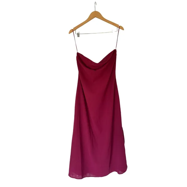 Sadie & Sage Strapless Midi Dress Berry Wine Size Large‎ Side Slit NEW - Image 2