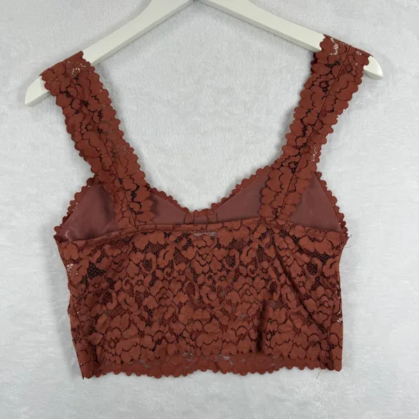 Intimately Free People Adella‎ Lace Bralette Rust Orange Boho Crop Top Womens M - Image 7