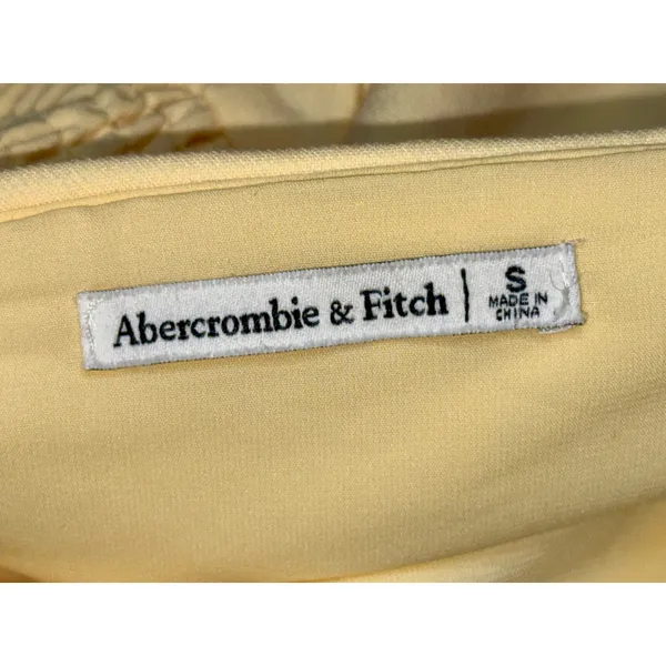 Abercrombie & Fitch Yellow Off The Shoulder Ruffle Smocked Crop Tube Top Size S - Image 3