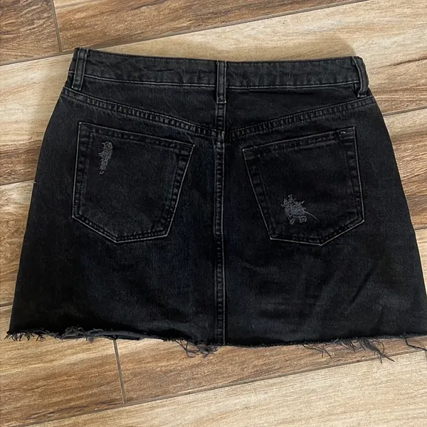 We the free black button up denim skirt - Image 4