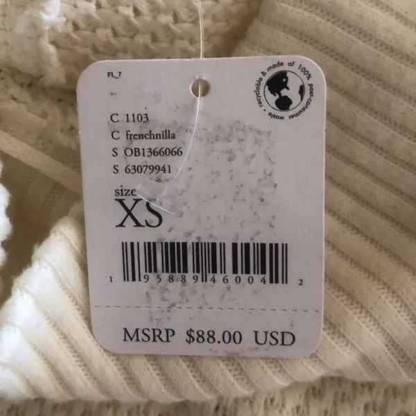 We The Free She’s A Keeper Sweater Ivory Ribbed Funnel Neck Women’s XS NWT - Image 14