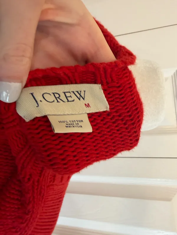 J.Crew Rollneck Sweater Vintage 100% Cotton Red Size Medium - Image 4