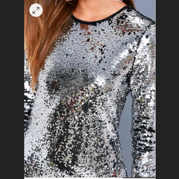Lulus Main Event Silver Sequin 3/4 Sleeve Sheath‎ Dress MEDIUM - Image 3