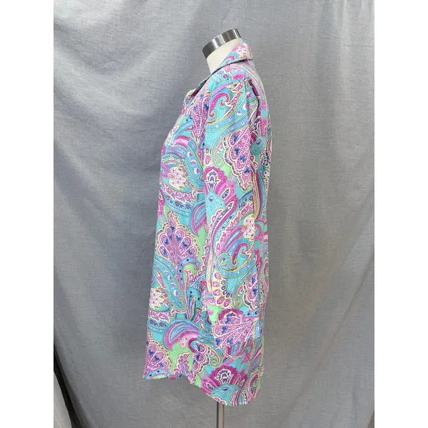 Lauren Ralph Lauren Paisley Shirt Dress 100%‎ Cotton XS/XP Turquoise Pink Tunic - Image 7