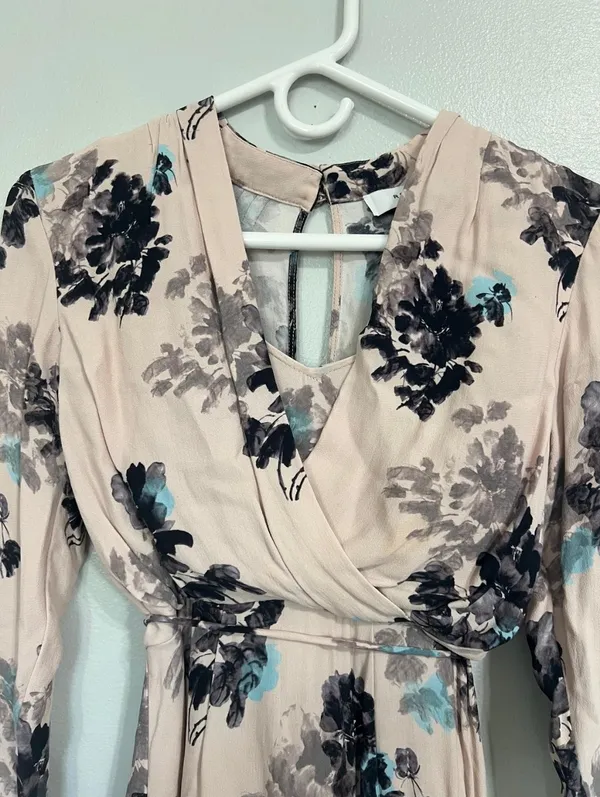 Reiss Anja Floral Ruffle Wrap Mini Dress Pink/Blue Size US 0 / UK 4 - Women's - Image 9
