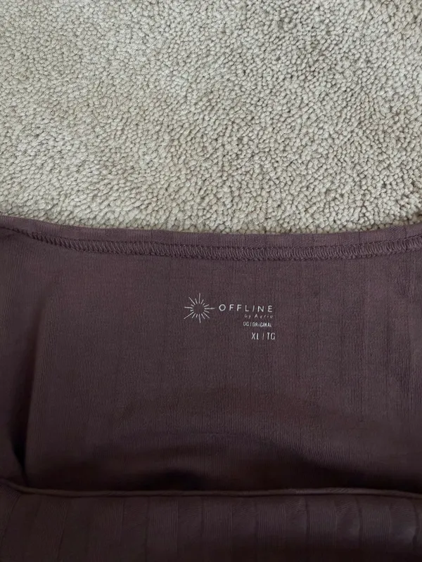 Aerie Offline Brown Ribbed Crop Tank Size XL - Image 3