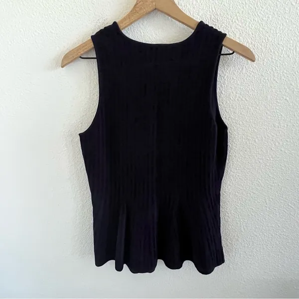 Ann Taylor Blue Ribbed Textured Peplum Top Tank Shirt Blouse Medium - Image 5