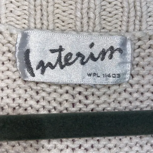 Vtg Interior Textured Fisherman Knit Cardigan Sweater Women L Cottage Coastal - Image 4