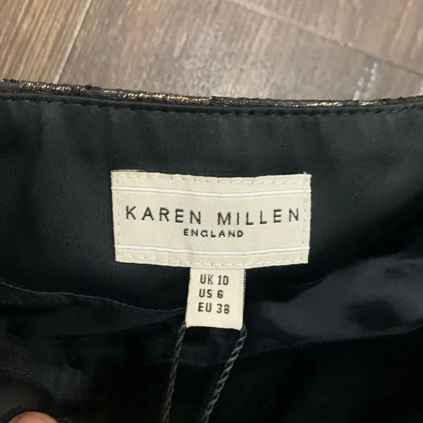 Karen Millen England bronze metallic 6 jacquard mini skirt - Image 3
