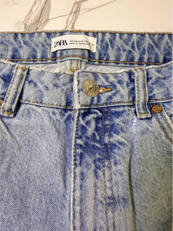 Zara Join Life Mom Fit Jeans Womens US 8 EUR 40 Light Wash High Rise Tapered - Image 4