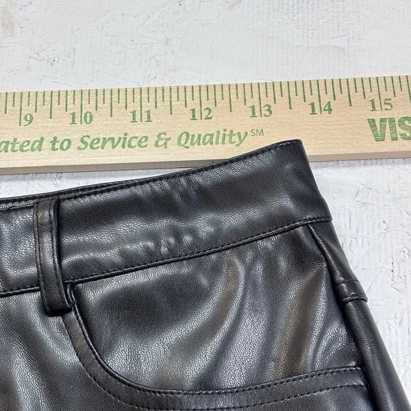 AKIRA Black PU Leather Mini Shorts Women’s Medium High Rise Y2K Clubwear Moto - Image 6