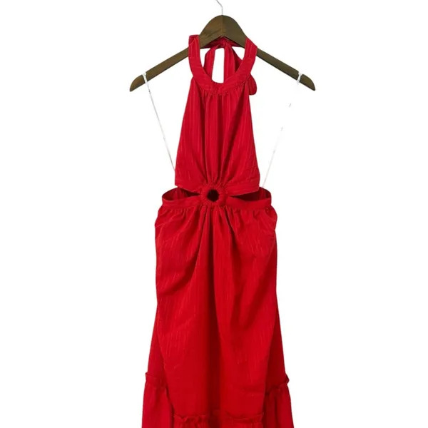 Lulus Island Vacay Red Tie-Back Maxi Dress size Small NWOT - Image 7