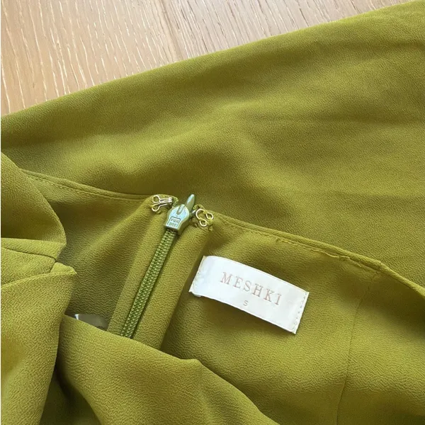 Meshki Maxi Dress Halter Gianna Size S Olive Green - Image 5