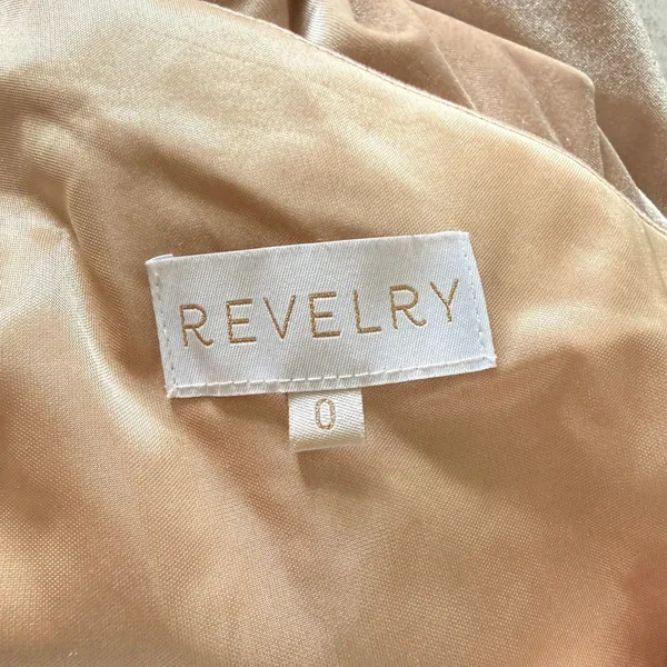 Revelry Margot Velvet Dress Gold Champagne Cut Out Choker Slit Gown Holiday Sz 0 - Image 5