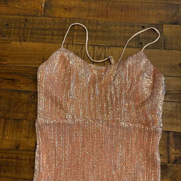 HELLO MOLLY Sparkling Rose Gold Mini Dress‎ - Image 2