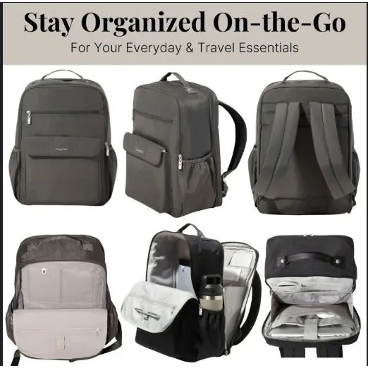 Baggallini Everyday Laptop Backpack Black RFID Travel Work Bag - Image 13