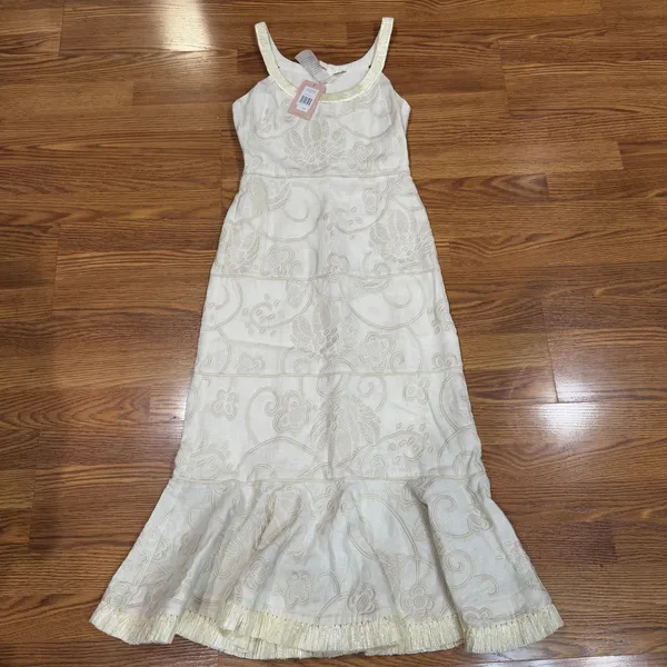 Alexis Zelda Cream Eyelet Embroidered Garden Midi Dress Sleeveless Size S - Image 14