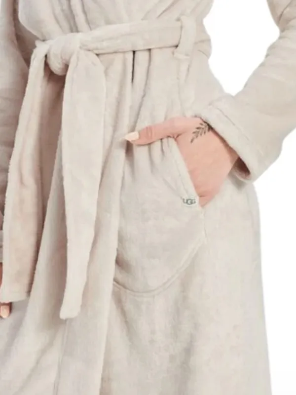 UGG Marlow Robe Moonbeam Oatmeal Size Large Long Length Plush Fleece Comfy - Image 4