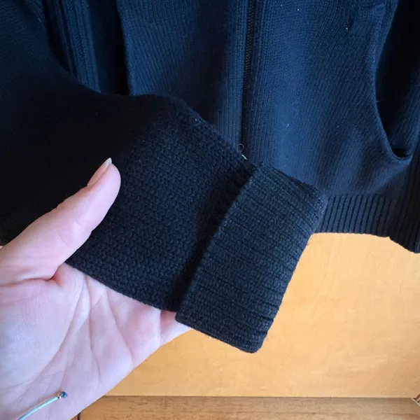 Lululemon‎ Knit Full Zip Hoodie Women Black Cashmere Blend Ribbed Sweater - Image 5