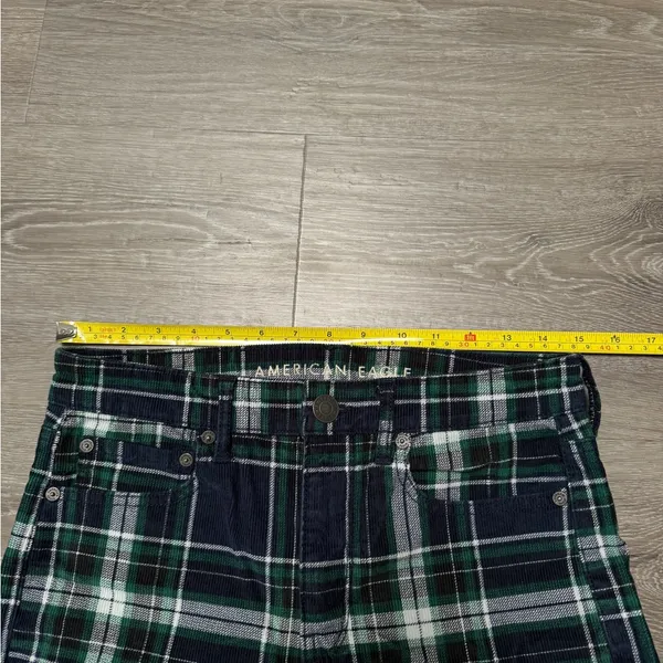 American Eagle Outfitters Green and Blue Plaid Bootcut Pants - Image 6
