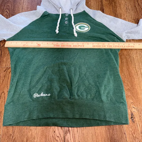 Green Bay Packers‎ Hoodie Womens XL Henley Raglan Sweatshirt NFL Majestic sporty - Image 7