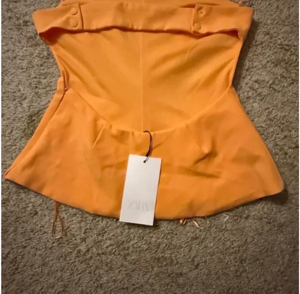 ZARA Orange Strapless “Bustier Top Tangerine” - Image 3