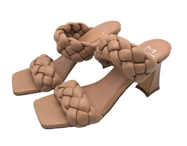 Marc Fisher LTD Hammy Braided Leather Sandals Square Toe Heeled Size 8.5 - Image 3