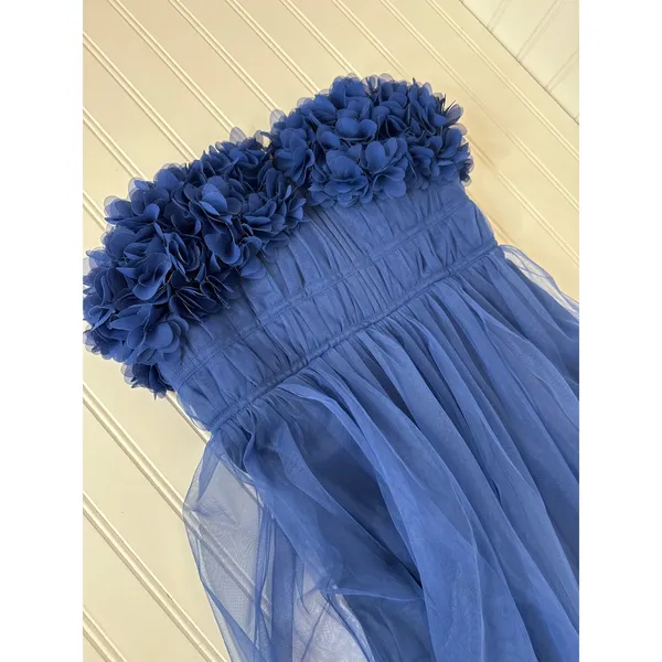 NWT Lulus Chic Spectacle Navy 3D Applique Strapless Maxi Dress Strapless Size S - Image 4
