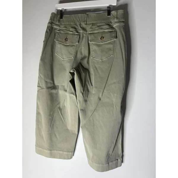 Spanx Stretch Twill Cropped Wide Leg Pants Olive Green Plus Size 1X - Image 3
