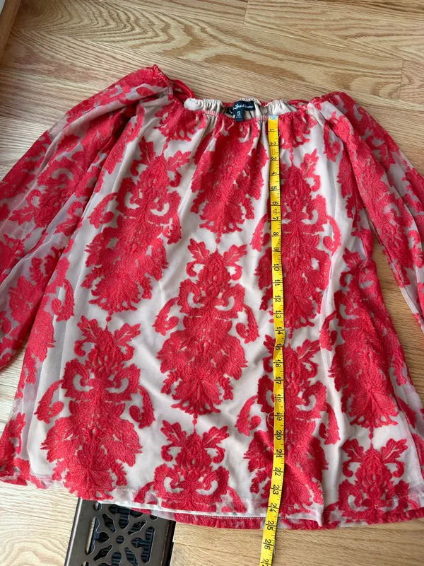 For Love & Lemons Precioso Red Lace Off Shoulder Mini Dress S - Image 7