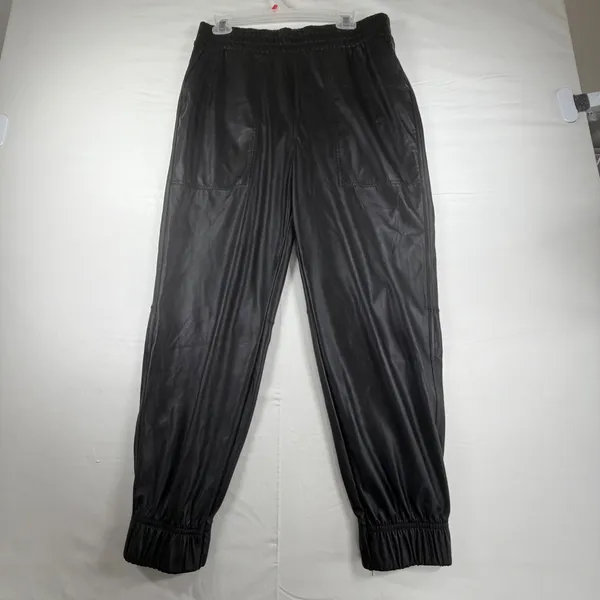 Calia Womens Ath-Leather Jogger Pants Black Elastic Waist WAX32302‎ Size M Goth - Image 5