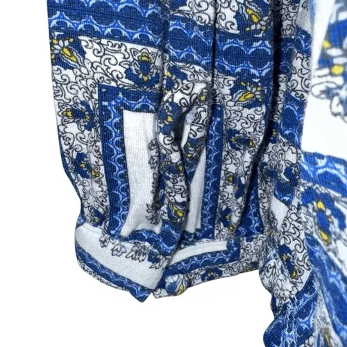 ANTHROPOLOGIE PORRIDGE Belmar Blue and White Popover Blouse EUC‎ Size XS - Image 6